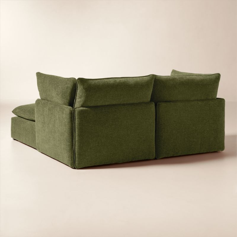 Lumis 3-Piece Green Performance Fabric Deep Depth Sectional Sofa with Ottoman - image 3 of 7