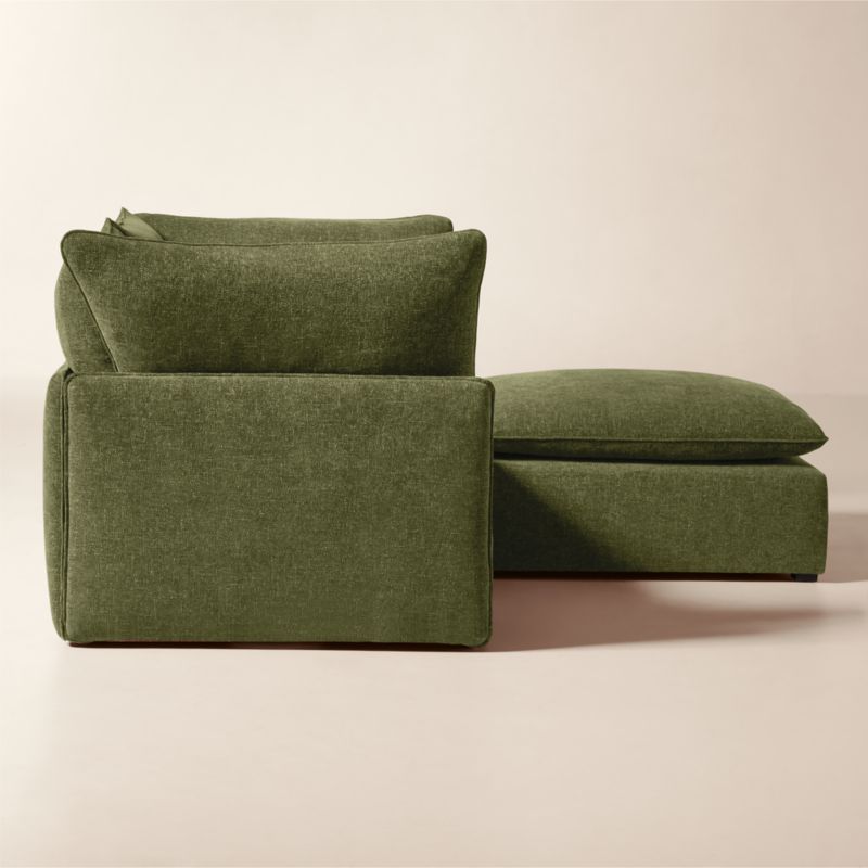 Lumis 3-Piece Green Performance Fabric Deep Depth Sectional Sofa with Ottoman - image 2 of 7