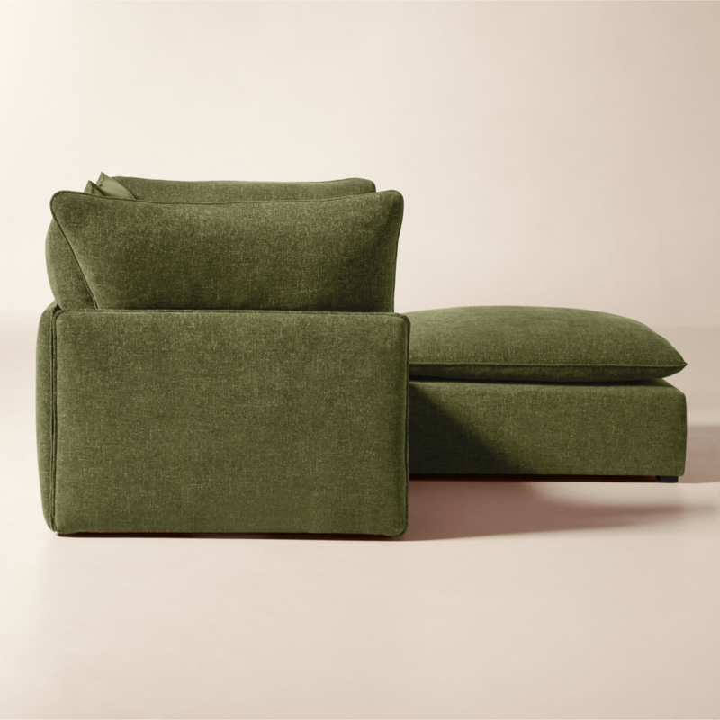 Lumis 3-Piece Green Performance Fabric Deep Depth Sectional Sofa with Ottoman - image 4 of 9