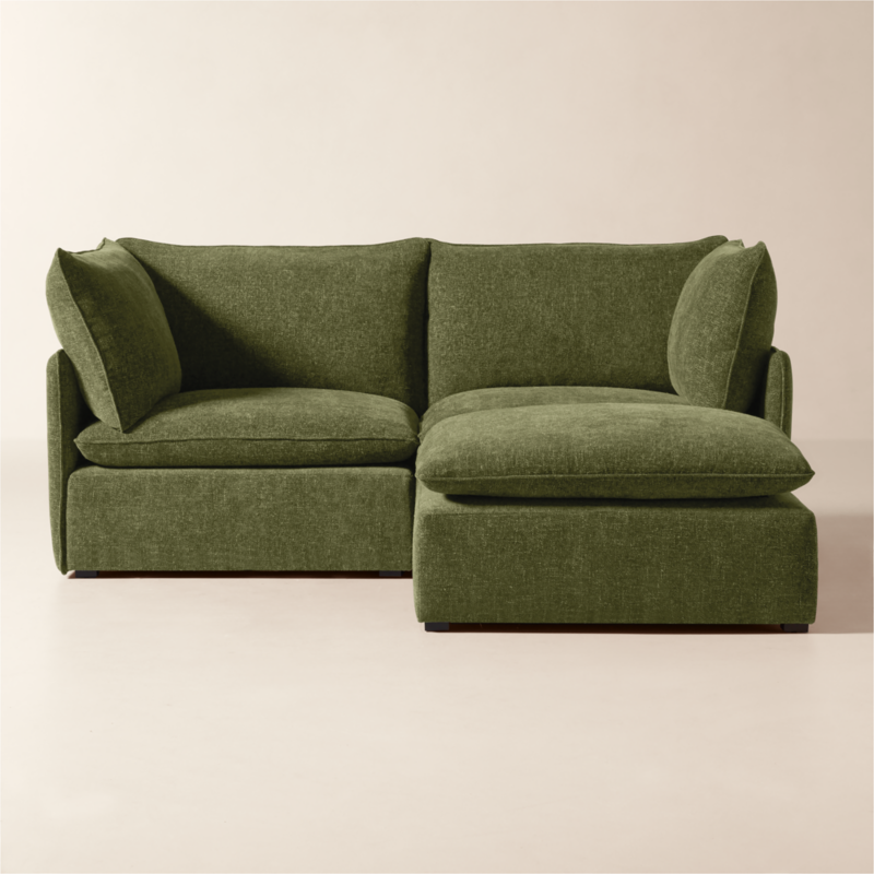Lumis 3-Piece Green Performance Fabric Deep Depth Sectional Sofa with Ottoman - image 0 of 9