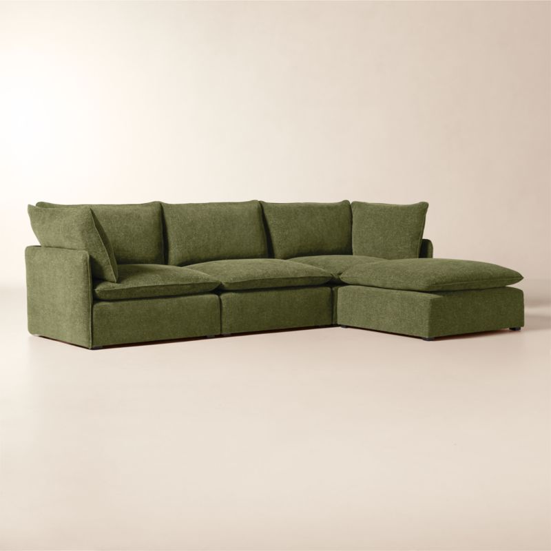 Lumis 4-Piece Modular Green Performance Fabric Deep Depth Sectional Sofa - image 1 of 7
