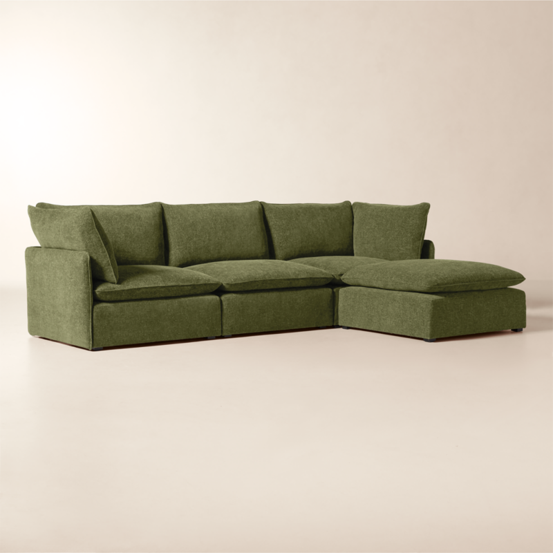 Lumis 4-Piece Modular Green Performance Fabric Deep Depth Sectional Sofa - image 2 of 8