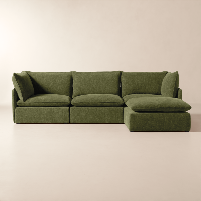 Lumis 4-Piece Modular Green Performance Fabric Deep Depth Sectional Sofa - image 0 of 8
