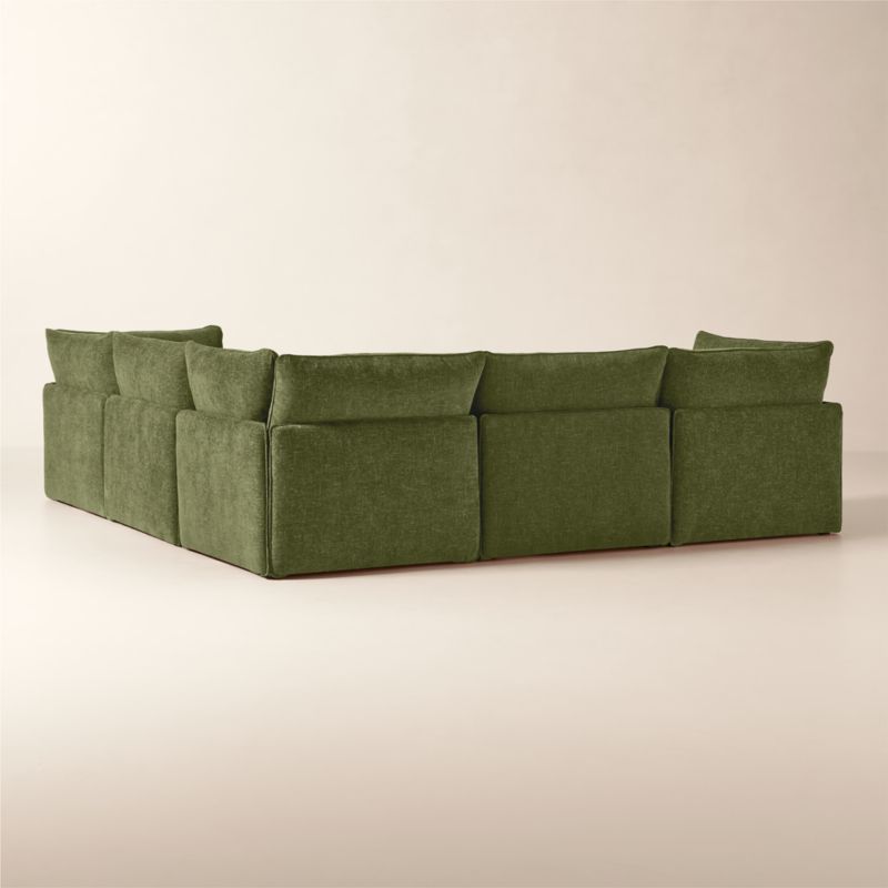 Lumis 5-Piece Modular L-Shaped Green Performance Fabric Deep Depth Sectional Sofa - image 4 of 8