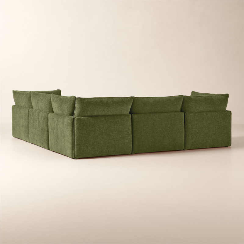 Lumis 5-Piece Modular L-Shaped Green Performance Fabric Deep Depth Sectional Sofa - image 4 of 8