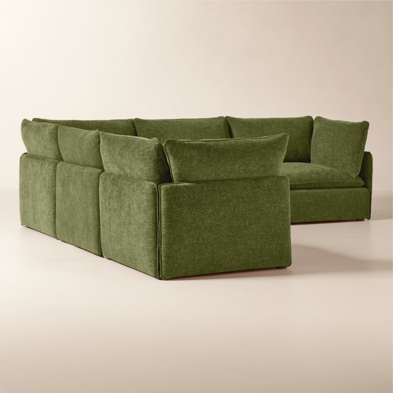 Lumis 5-Piece Modular L-Shaped Green Performance Fabric Deep Depth Sectional Sofa - image 2 of 8