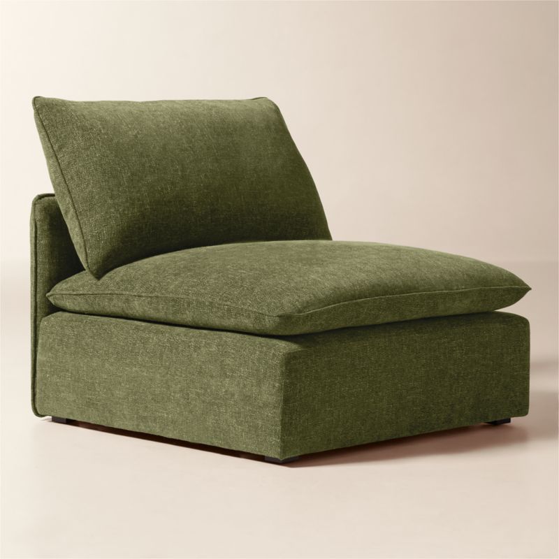 Lumis Green Performance Fabric Deep Depth Armless Chair - image 1 of 7