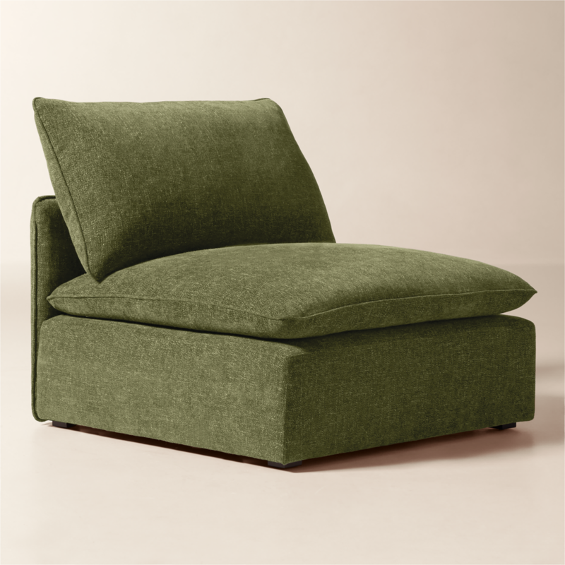 Lumis Green Performance Fabric Deep Depth Armless Chair - image 2 of 8