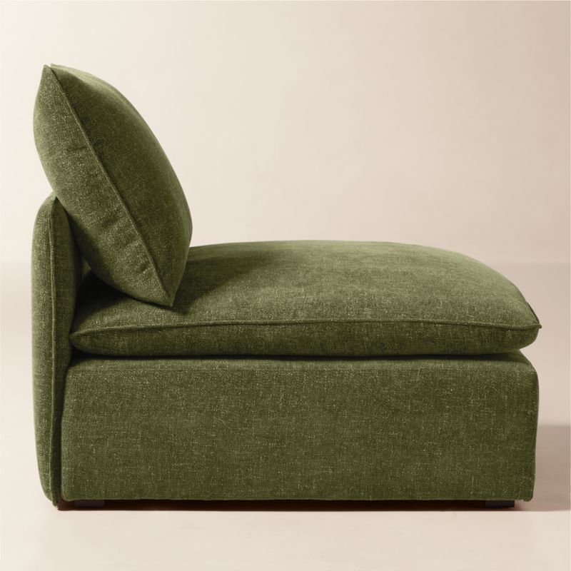 Lumis Green Performance Fabric Deep Depth Armless Chair - image 2 of 7