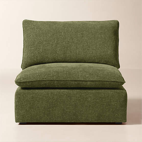 Lumis Green Performance Fabric Deep Depth Armless Chair