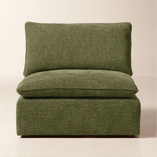 Lumis Green Performance Fabric Deep Depth Armless Chair