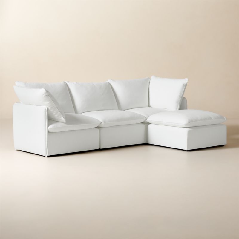 Lumis 4-Piece L-Shaped Snow White Performance Fabric Standard Depth Sectional Sofa - image 1 of 6