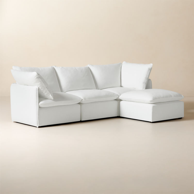 Lumis 4-Piece L-Shaped Snow White Performance Fabric Standard Depth Sectional Sofa - image 5 of 14