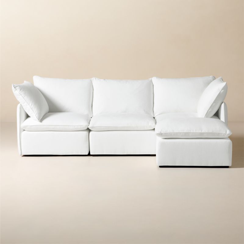 Lumis 4-Piece L-Shaped Snow White Performance Fabric Standard Depth Sectional Sofa - image 0 of 6