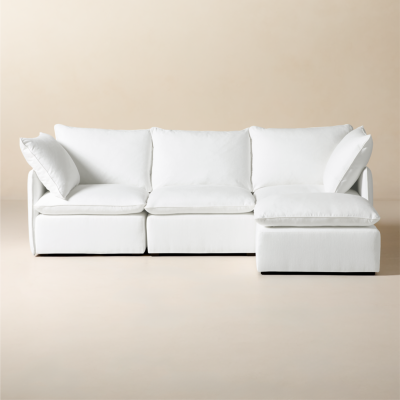 Lumis 4-Piece L-Shaped Snow White Performance Fabric Standard Depth Sectional Sofa - image 0 of 14