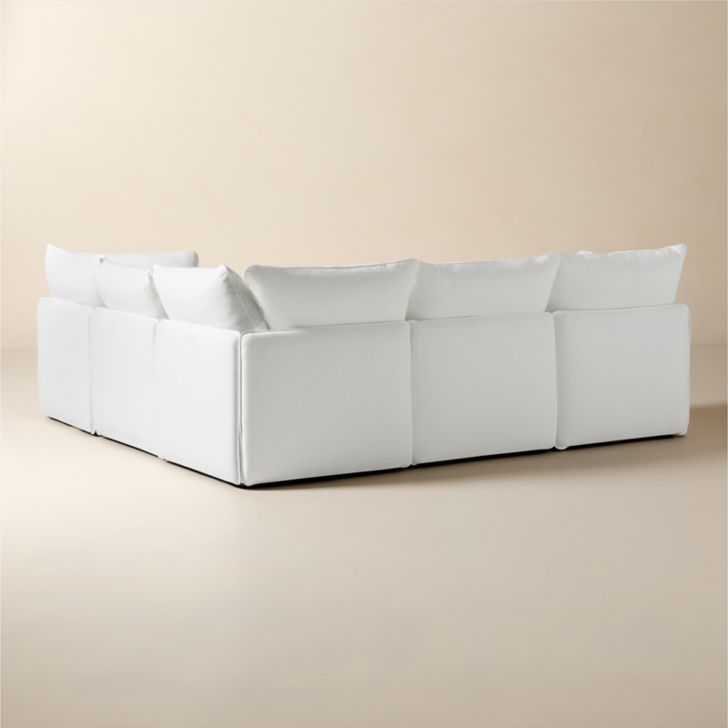 Lumis 5-Piece L-Shaped Snow White Performance Fabric Standard Depth Sectional Sofa - image 7 of 14