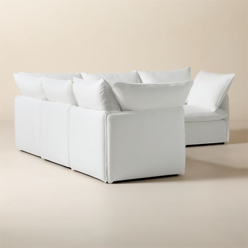 Lumis 5-Piece L-Shaped Snow White Performance Fabric Standard Depth Sectional Sofa - image 2 of 7