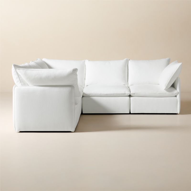 Lumis 5-Piece L-Shaped Snow White Performance Fabric Standard Depth Sectional Sofa - image 0 of 7