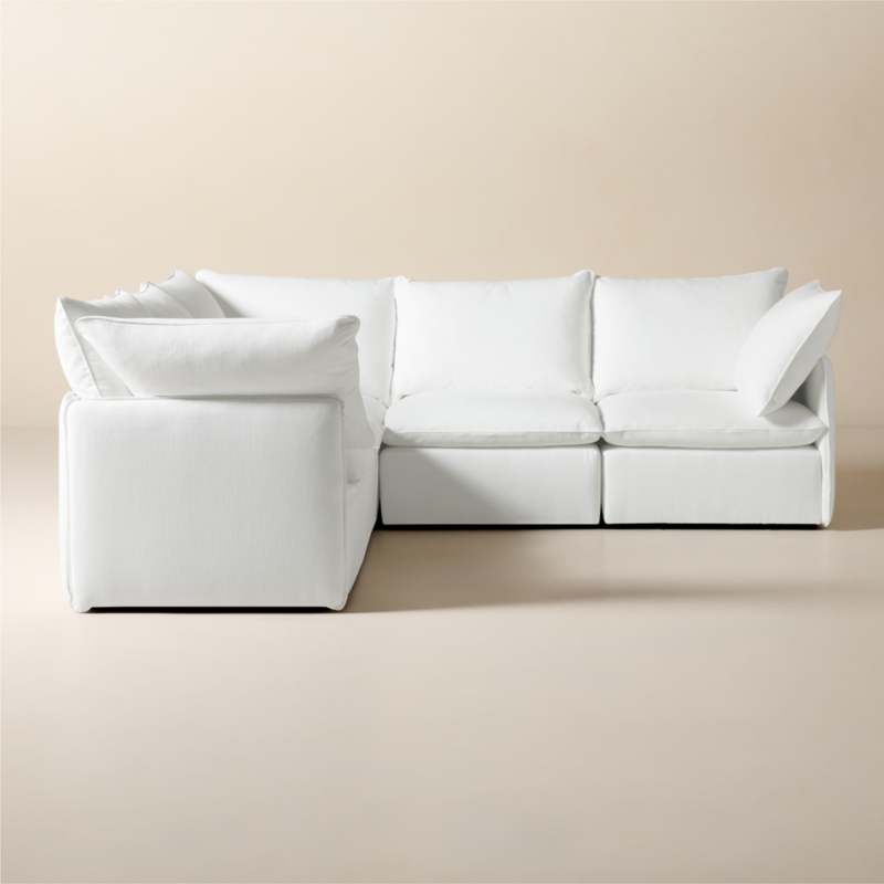 Lumis 5-Piece L-Shaped Snow White Performance Fabric Standard Depth Sectional Sofa - image 0 of 14