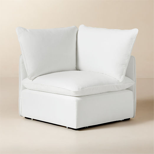 Lumis Snow White Performance Fabric Standard Depth Corner Chair