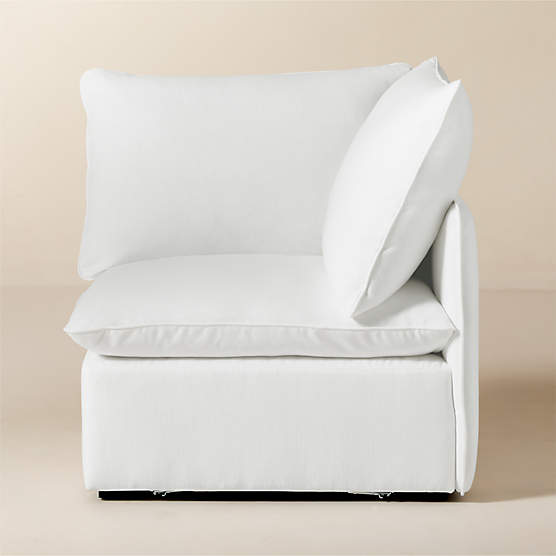 Lumis Snow White Performance Fabric Standard Depth Corner Chair