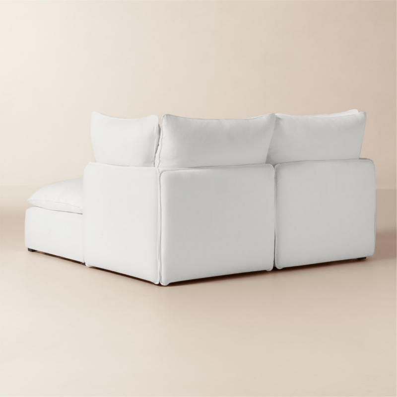 Lumis 3-Piece White Performance Fabric Standard Depth Sectional Sofa with Ottoman - image 4 of 8