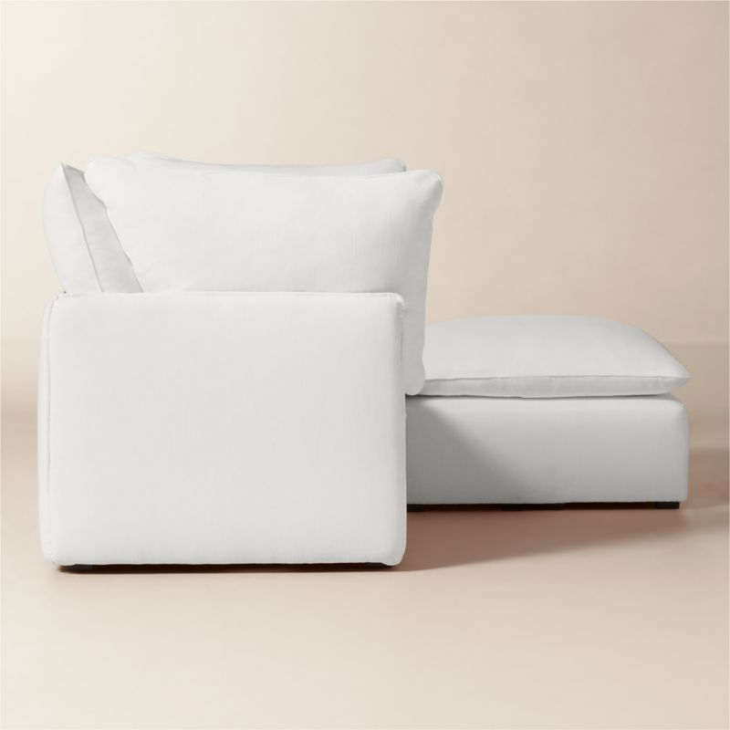 Lumis 3-Piece White Performance Fabric Standard Depth Sectional Sofa with Ottoman - image 2 of 7