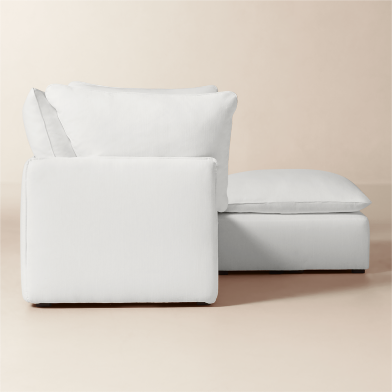 Lumis 3-Piece White Performance Fabric Standard Depth Sectional Sofa with Ottoman - image 3 of 8