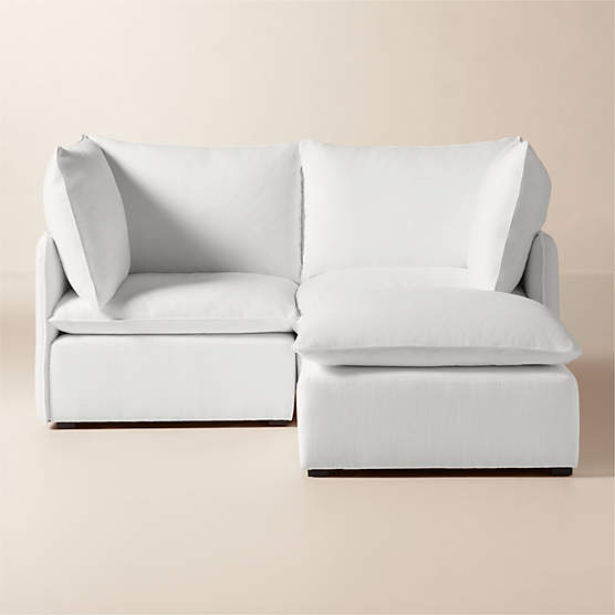 Lumis 3-Piece White Performance Fabric Standard Depth Sectional Sofa with Ottoman