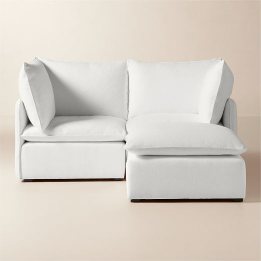 Lumis 3-Piece White Performance Fabric Standard Depth Sectional Sofa with Ottoman