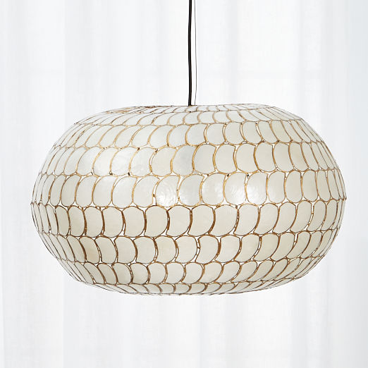 Modern Pendant Lights Chandeliers Cb2 Luna Capiz Pendant Light