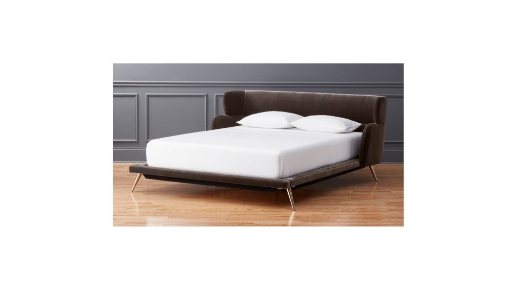 Lunar Velvet Queen Bed + Reviews CB2