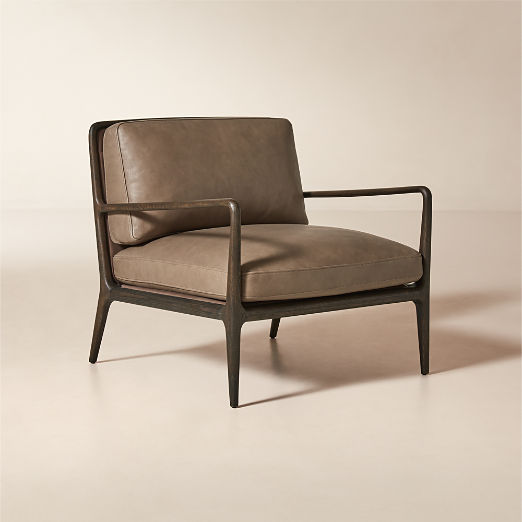 Lupo Sepia Brown Leather Accent Chair Set of 2