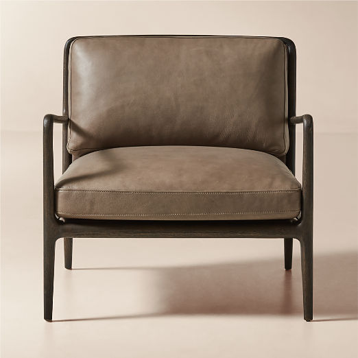 Lupo Sepia Brown Leather Accent Chair Set of 2