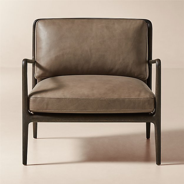 Lupo Sepia Brown Leather Accent Chair Set of 2 | CB2