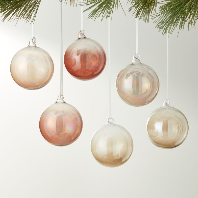 Luster Multicolor Glass Christmas Tree Ornamanets Set of 6 - image 0 of 2