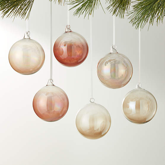Luster Multicolor Glass Christmas Tree Ornamanets Set of 6 +