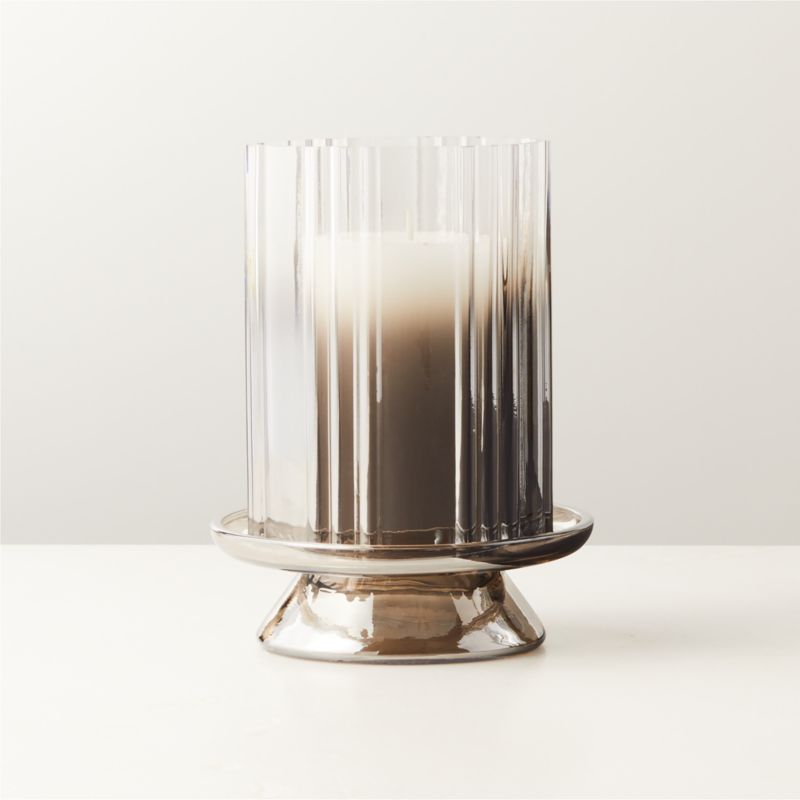 View Lustro Smoked Glass Hurricane Candle Holder Small details