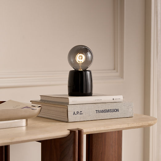Luvlite Smoked Grey Enamel Table Lamp by Bill Curry