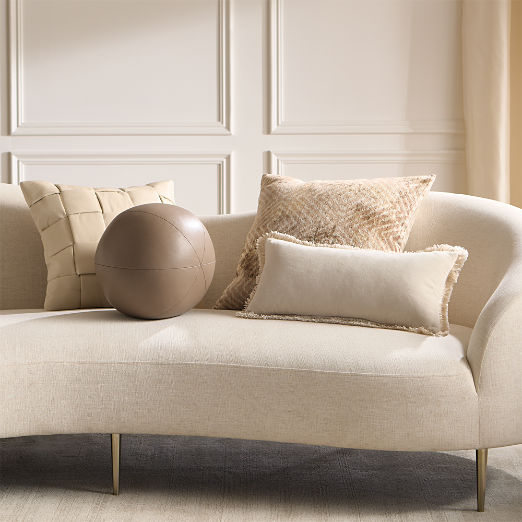 Terre Taupe Leather Sphere Throw Pillow 12"