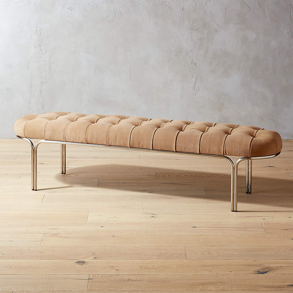 Luxey Tufted Suede Bench Reviews Cb2