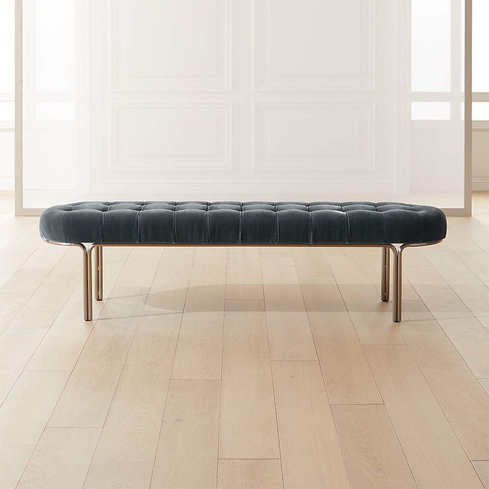 Luxey Tufted Faux Mohair Bench Reviews Cb2