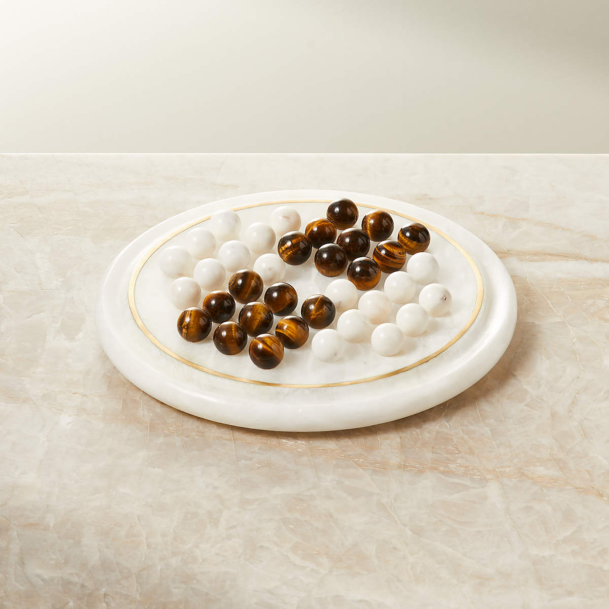Lydi White Alabaster Solitaire Checkers Set + Reviews | CB2