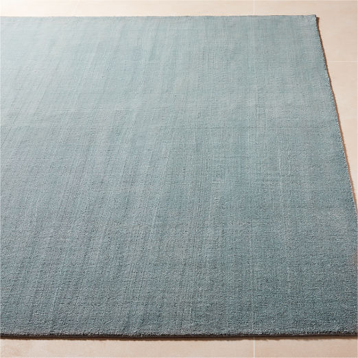 Lyla Silver Blue Solid Handloomed Performance Area Rug