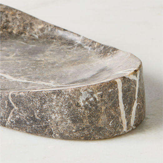 Lyle Grey Breccia Marble Candle Holder Plate