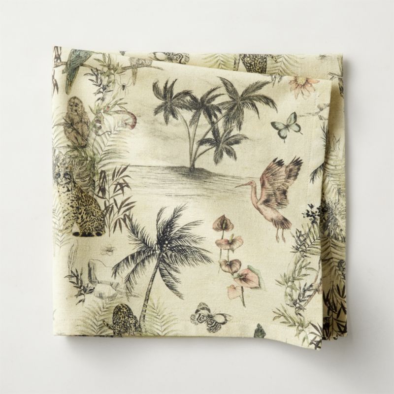 View Jungle Print Linen Napkin details