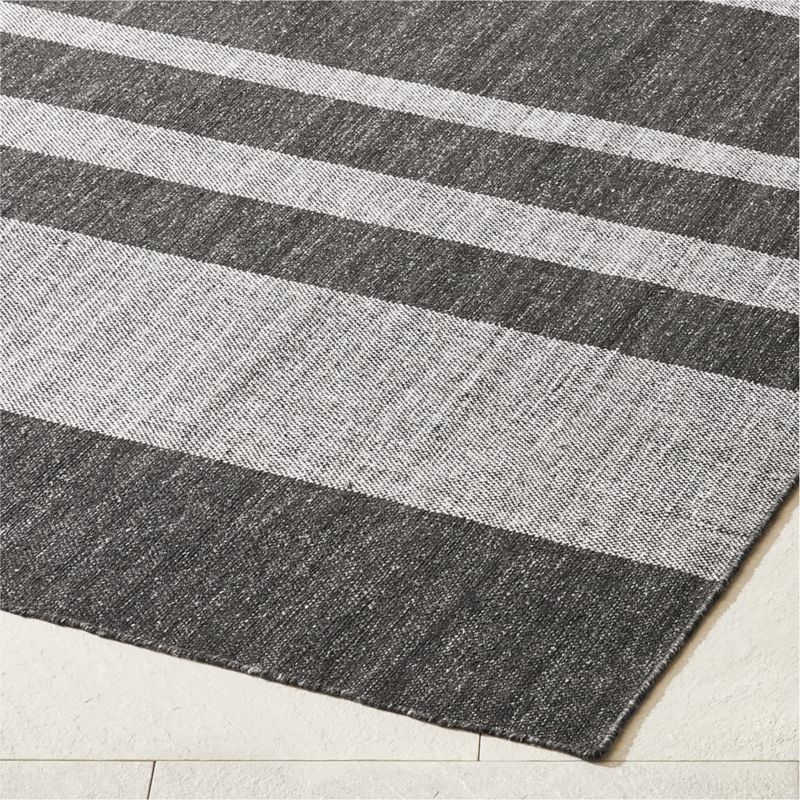 Maar Stripe Black and Warm White Indoor/Outdoor Performance Area Rug 9'x12' - image 3 of 5