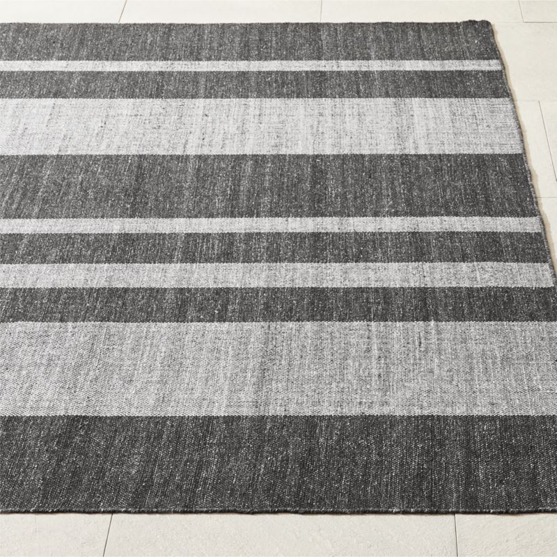 Maar Stripe Black and Warm White Indoor/Outdoor Performance Area Rug 9'x12' - image 2 of 5