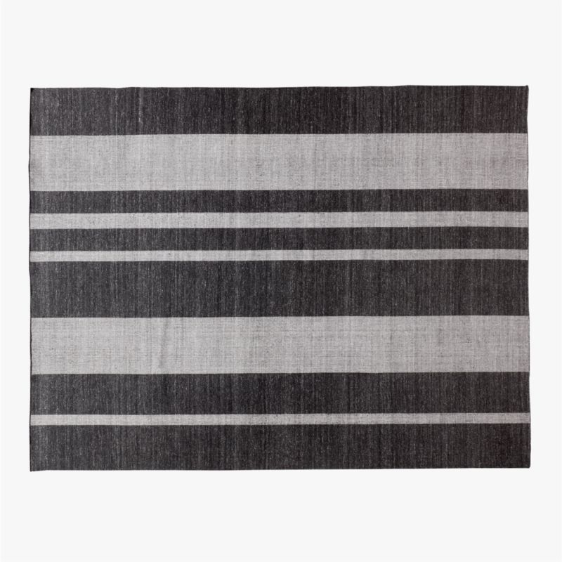 Maar Stripe Black and Warm White Indoor/Outdoor Performance Area Rug 9'x12' - image 0 of 5