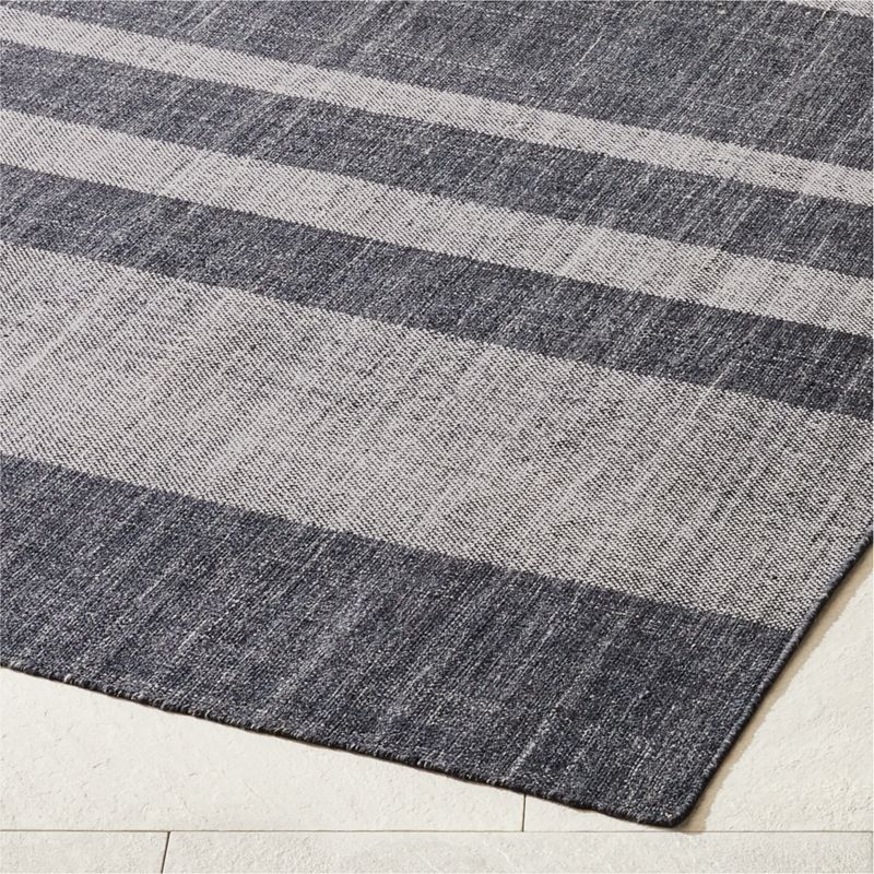 Maar Stripe Blue and Warm White Indoor/Outdoor Performance Area Rug 8